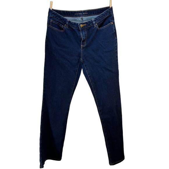 Michael Kors Blue Jeans Women's 8 Mid Rise Bootcut Dark Actual W32 L31.5 Stretch - Picture 1 of 4